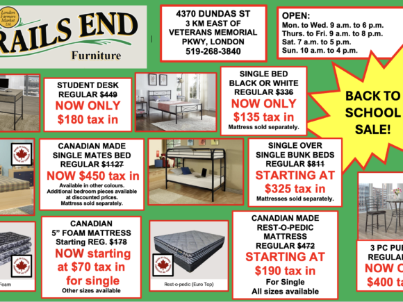 BACK TO SCHOOL SALE starts NOW AT TRAILS END FURNITURE!